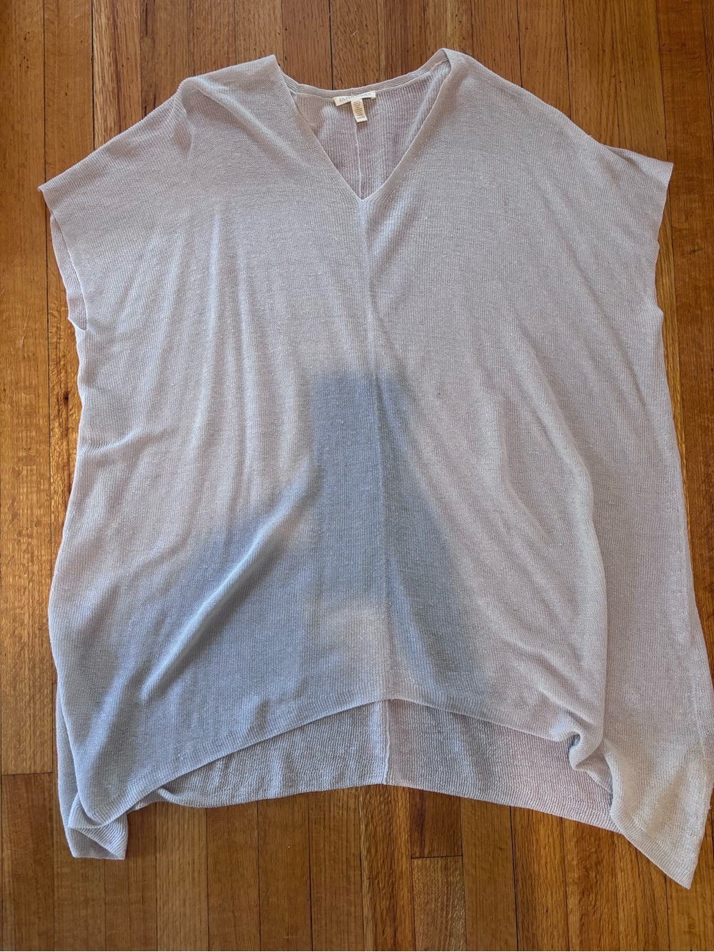 Eileen Fisher - Light Gray V-Neck Sheer Knit Tunic - O/S ⭐️NWOT⭐️